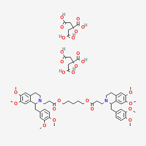 molecular formula C63H82N2O26 B12711887 Pentamethylene bis(1-(3,4-dimethoxybenzyl)-3,4-dihydro-6,7-dimethoxy-1H-isoquinoline-2-propionate), dicitrate CAS No. 94094-43-6
