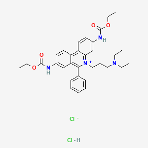 molecular formula C32H40Cl2N4O4 B12711932 5-(3-(Diethylamino)propyl)-3,8-bis((ethoxycarbonyl)amino)-6-phenylphenanthridinium chloride monohydrochloride CAS No. 85711-92-8