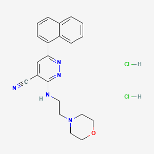 molecular formula C21H23Cl2N5O B12711958 4-Pyridazinecarbonitrile, 3-((2-(4-morpholinyl)ethyl)amino)-6-(1-naphthalenyl)-, dihydrochloride CAS No. 94011-19-5