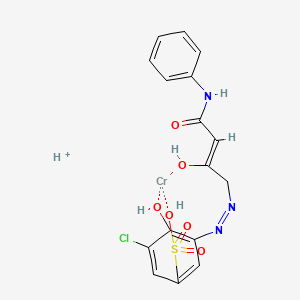 molecular formula C16H15ClCrN3O6S+ B12711964 Hydrogen (5-((1-(anilinocarbonyl)-2-oxopropyl)azo)-3-chloro-4-hydroxybenzene-1-sulphonato(3-))chromate(1-) CAS No. 85896-39-5