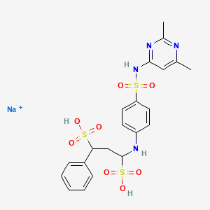 molecular formula C21H24N4NaO8S3+ B12711970 Disodium 1-((4-(((2,6-dimethyl-4-pyrimidinyl)amino)sulphonyl)phenyl)amino)-3-phenylpropane-1,3-disulphonate CAS No. 60662-80-8