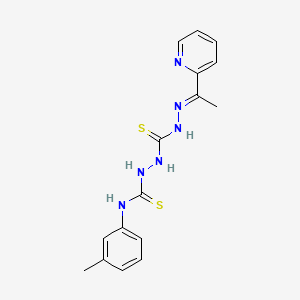 molecular formula C16H18N6S2 B12711979 Carbonothioic dihydrazide, N''-(((3-methylphenyl)amino)thioxomethyl)-N'''-((1E)-1-(2-pyridinyl)ethylidene)- CAS No. 128409-78-9