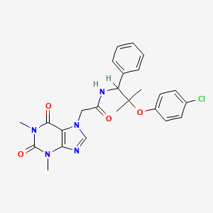 molecular formula C25H26ClN5O4 B12711986 7H-Purine-7-acetamide, 1,2,3,6-tetrahydro-N-(2-(4-chlorophenoxy)-2-methyl-1-phenylpropyl)-1,3-dimethyl-2,6-dioxo- CAS No. 131927-05-4