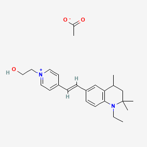 molecular formula C25H34N2O3 B12712026 4-(2-(1-Ethyl-1,2,3,4-tetrahydro-2,2,4-trimethyl-6-quinolyl)vinyl)-1-(2-hydroxyethyl)pyridinium acetate CAS No. 83950-24-7