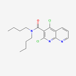 molecular formula C17H21Cl2N3O B12712075 1,8-Naphthyridine-3-carboxamide, N,N-dibutyl-2,4-dichloro- CAS No. 156991-91-2