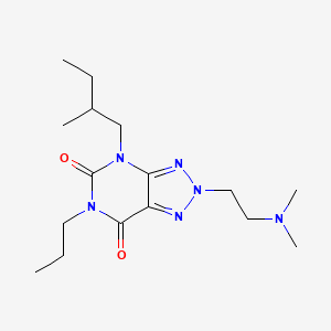 molecular formula C16H28N6O2 B12712106 2H-1,2,3-Triazolo(4,5-d)pyrimidine-5,7(4H,6H)-dione, 2-(2-(dimethylamino)ethyl)-4-(2-methylbutyl)-6-propyl- CAS No. 117740-62-2