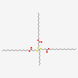 molecular formula C59H116O6S3Sn B12712119 Tetradecyl 5-octyl-9-oxo-5-((3-oxo-3-(tetradecyloxy)propyl)thio)-10-oxa-4,6-dithia-5-stannatetracosanoate CAS No. 83898-48-0