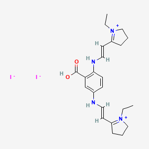 molecular formula C23H32I2N4O2 B12712126 5,5'-((2-Carboxy-p-phenylene)bis(iminovinylene))bis(1-ethyl-3,4-dihydro-2H-pyrrolium) diiodide CAS No. 97403-82-2
