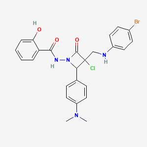 molecular formula C25H24BrClN4O3 B12712164 Benzamide, N-(3-(((4-bromophenyl)amino)methyl)-3-chloro-2-(4-(dimethylamino)phenyl)-4-oxo-1-azetidinyl)-2-hydroxy- CAS No. 87444-03-9