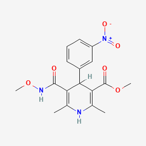 molecular formula C17H19N3O6 B12712190 3-Pyridinecarboxylic acid, 1,4-dihydro-2,6-dimethyl-5-((methoxyamino)carbonyl)-4-(3-nitrophenyl)-, methyl ester CAS No. 133147-06-5