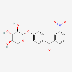 molecular formula C18H17NO8 B12712214 Methanone, (3-nitrophenyl)(4-(beta-D-xylopyranosyloxy)phenyl)- CAS No. 83354-70-5