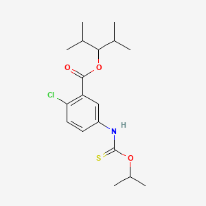 molecular formula C18H26ClNO3S B12712258 Benzoic acid, 2-chloro-5-(((1-methylethoxy)thioxomethyl)amino)-, 2-methyl-1-(1-methylethyl)propyl ester CAS No. 165549-98-4