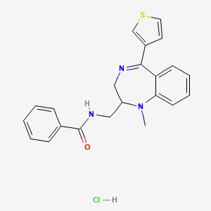 molecular formula C22H22ClN3OS B12712279 Benzamide, N-((2,3-dihydro-1-methyl-5-(3-thienyl)-1H-1,4-benzodiazepin-2-yl)methyl)-, monohydrochloride CAS No. 84671-55-6