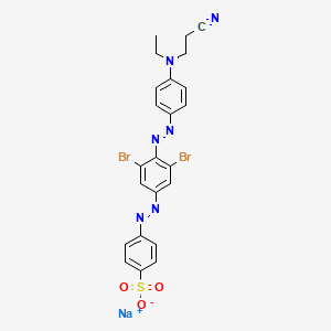 molecular formula C23H19Br2N6NaO3S B12712291 Sodium p-((3,5-dibromo-4-((p-((2-cyanoethyl)ethylamino)phenyl)azo)phenyl)azo)benzenesulphonate CAS No. 85030-25-7
