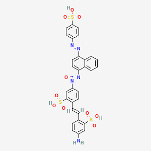 molecular formula C30H23N5O10S3 B12712294 2-(2-(4-Amino-2-sulphophenyl)vinyl)-5-((4-((4-sulphophenyl)azo)-1-naphthyl)-NNO-azoxy)benzenesulphonic acid CAS No. 93964-18-2