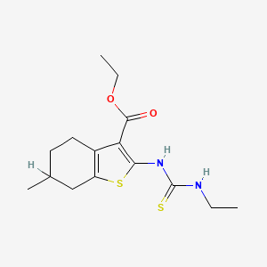 molecular formula C15H22N2O2S2 B12712304 Benzo(b)thiophene-3-carboxylic acid, 4,5,6,7-tetrahydro-2-(((ethylamino)thioxomethyl)amino)-6-methyl-, ethyl ester CAS No. 132605-11-9