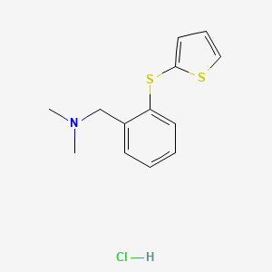 molecular formula C13H16ClNS2 B12712307 Benzenemethanamine, N,N-dimethyl-2-(2-thienylthio)-, hydrochloride CAS No. 134478-64-1