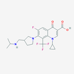 molecular formula C22H25F4N3O3 B127124 1-Cyclopropyl-6-fluoro-4-oxo-7-[3-[(propan-2-ylamino)methyl]pyrrolidin-1-yl]-8-(trifluoromethyl)quinoline-3-carboxylic acid CAS No. 146981-05-7
