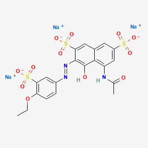 molecular formula C20H16N3Na3O12S3 B12712498 Trisodium 5-(acetylamino)-3-((4-ethoxy-3-sulphonatophenyl)azo)-4-hydroxynaphthalene-2,7-disulphonate CAS No. 3321-13-9