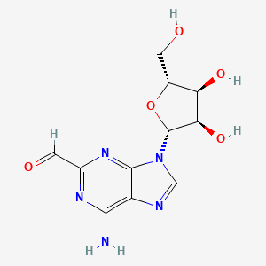 molecular formula C11H13N5O5 B12712500 9H-Purine-2-carboxaldehyde, 6-amino-9-beta-D-ribofuranosyl- CAS No. 79957-16-7