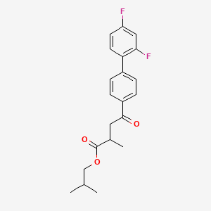 molecular formula C21H22F2O3 B12712511 (1,1'-Biphenyl)-4-butanoic acid, 2',4'-difluoro-alpha-methyl-gamma-oxo-, 2-methylpropyl ester, (+-)- CAS No. 161692-90-6