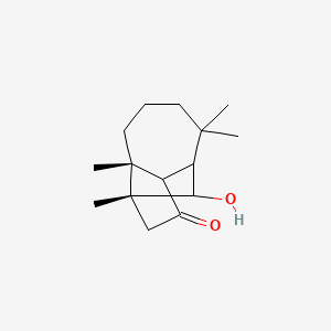 molecular formula C15H24O2 B12712523 1,4-Methanoazulen-3(2H)-one, 1,3aalpha,4a,5,6,7,8,8a-octahydro-9-hydroxy-1alpha,5,5,8aalpha-tetramethyl-, (-)- CAS No. 18374-95-3