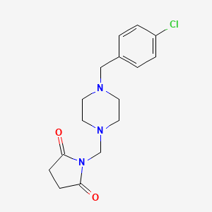 molecular formula C16H20ClN3O2 B12712524 Succinimide, N-((4-(p-chlorobenzyl)-1-piperazinyl)methyl)- CAS No. 94539-29-4