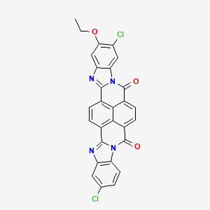 molecular formula C28H14Cl2N4O3 B12712532 7,21-dichloro-6-ethoxy-3,10,17,24-tetrazaoctacyclo[13.13.2.02,10.04,9.012,29.017,25.018,23.026,30]triaconta-1(29),2,4,6,8,12,14,18(23),19,21,24,26(30),27-tridecaene-11,16-dione CAS No. 97404-19-8