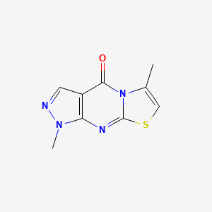 molecular formula C9H8N4OS B12712563 Pyrazolo(3,4-d)thiazolo(3,2-a)pyrimidin-4(1H)-one, 1,6-dimethyl- CAS No. 152423-12-6