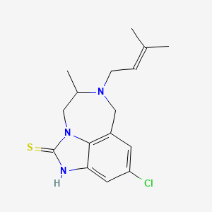 molecular formula C16H20ClN3S B12712630 9-Chloro-5-methyl-6-(3-methylbut-2-en-1-yl)-4,5,6,7-tetrahydroimidazo(4,5,1-jk)(1,4)benzodiazepine-2(1H)-thione CAS No. 257891-71-7
