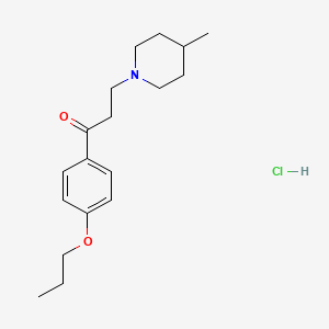 molecular formula C18H28ClNO2 B12712651 Propiophenone, 3-(4-methylpiperidino)-4'-propoxy-, hydrochloride CAS No. 103386-31-8