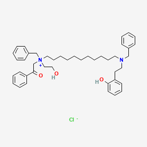 molecular formula C43H57ClN2O3 B12712737 Benzyl(11-(benzyl(2-hydroxyphenethyl)amino)undecyl)(2-hydroxyethyl)phenacylammonium chloride CAS No. 84254-85-3