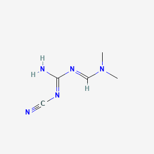 molecular formula C5H9N5 B12712767 Cyano((dimethylamino)methylene)guanidine CAS No. 5496-77-5