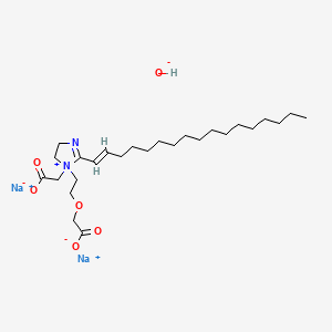 molecular formula C26H46N2Na2O6 B12712791 Disodium 1-(2-(carboxymethoxy)ethyl)-1-(carboxymethyl)-2-(heptadecenyl)-4,5-dihydro-1H-imidazolium hydroxide CAS No. 42863-96-7
