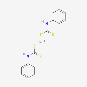 molecular formula C14H12CuN2S4 B12712810 Copper(II), bis(dithiocarbanilato)- CAS No. 25500-28-1