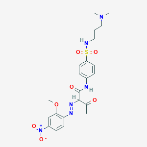molecular formula C22H28N6O7S B12712843 N-(4-((3-(Dimethylamino)propyl)sulfamoyl)phenyl)-2-((2-methoxy-4-nitrophenyl)diazenyl)-3-oxobutanamide CAS No. 1065519-44-9