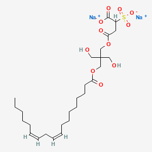 molecular formula C27H44Na2O11S B12712845 Disodium (Z,Z)-4-(2,2-bis(hydroxymethyl)-3-((1-oxooctadeca-9,12-dienyl)oxy)propyl) 2-sulphonatosuccinate CAS No. 93892-63-8