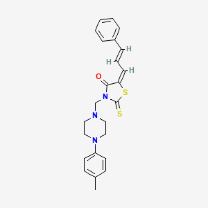 molecular formula C24H25N3OS2 B12712897 4-Thiazolidinone, 3-((4-(4-methylphenyl)-1-piperazinyl)methyl)-5-(3-phenyl-2-propenylidene)-2-thioxo- CAS No. 86650-20-6