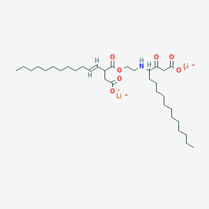 molecular formula C34H59Li2NO7 B12712902 Dilithium 1-(2-((2-(carboxylatomethyl)-1-oxotetradecenyl)amino)ethyl) 2-dodecenylsuccinate CAS No. 93964-33-1