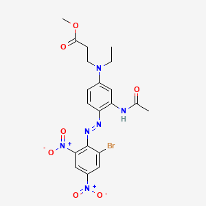 molecular formula C20H21BrN6O7 B12712909 Methyl N-(3-(acetylamino)-4-((2-bromo-4,6-dinitrophenyl)azo)phenyl)-N-ethyl-beta-alaninate CAS No. 88351-61-5