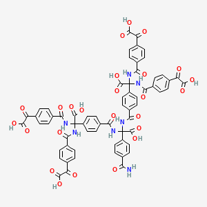 molecular formula C63H43N7O25 B12712933 Benzeneacetic acid, 4-(aminocarbonyl)-alpha,alpha-bis((4-(carboxybis((4-(carboxycarbonyl)benzoyl)amino)methyl)benzoyl)amino)- CAS No. 158681-12-0