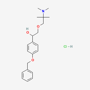 molecular formula C21H30ClNO3 B12712950 Benzenemethanol, alpha-((2-(dimethylamino)-2-methylpropoxy)methyl)-4-(phenylmethoxy)-, hydrochloride CAS No. 131962-19-1