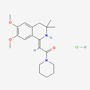 molecular formula C20H29ClN2O3 B12712983 Piperidine, 1-((3,4-dihydro-6,7-dimethoxy-3,3-dimethyl-1(2H)-isoquinolinylidene)acetyl)-, monohydrochloride, (Z)- CAS No. 132680-95-6