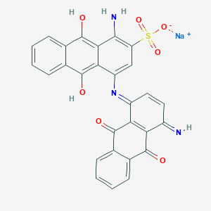 molecular formula C28H16N3NaO7S B12712997 Sodium 1-amino-4-((4-amino-9,10-dihydro-9,10-dioxo-1-anthryl)amino)-9,10-dihydro-9,10-dioxoanthracenesulphonate CAS No. 85117-76-6