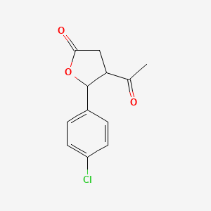 molecular formula C12H11ClO3 B12713020 trans-4-Acetyl-5-(p-chlorophenyl)-4,5-dihydro-2(3H)-furanone CAS No. 83144-11-0