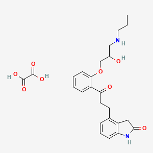 molecular formula C25H30N2O8 B12713053 4-[3-[2-[2-hydroxy-3-(propylamino)propoxy]phenyl]-3-oxopropyl]-1,3-dihydroindol-2-one;oxalic acid CAS No. 109920-79-8