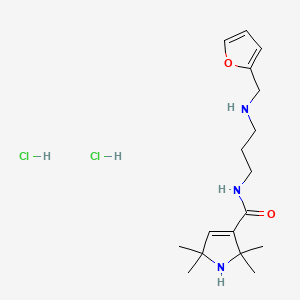 molecular formula C17H29Cl2N3O2 B12713060 1H-Pyrrole-3-carboxamide, 2,5-dihydro-N-(3-((2-furanylmethyl)amino)propyl)-2,2,5,5-tetramethyl-, dihydrochloride CAS No. 93798-87-9