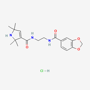 molecular formula C19H26ClN3O4 B12713067 1H-Pyrrole-3-carboxamide, 2,5-dihydro-N-(2-((1,3-benzodioxol-5-ylcarbonyl)amino)ethyl)-2,2,5,5-tetramethyl-, monohydrochloride CAS No. 93823-58-6