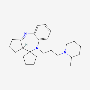 molecular formula C25H37N3 B12713073 Spiro(benzo(b)cyclopenta(e)(1,4)diazepine-10(1H),1'-cyclopentane), 2,3,9,10a-tetrahydro-9-(3-(2-methyl-1-piperidinyl)propyl)- CAS No. 93464-32-5