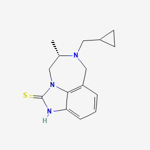 molecular formula C15H19N3S B12713080 Imidazo(4,5,1-jk)(1,4)benzodiazepine-2(1H)-thione, 6-(cyclopropylmethyl)-4,5,6,7-tetrahydro-5-methyl-, (S)- CAS No. 131645-65-3